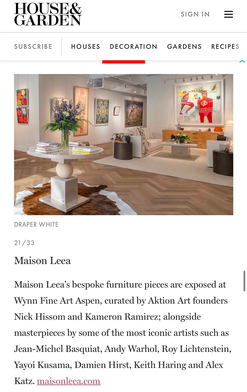 House & Garden Maison Leea article