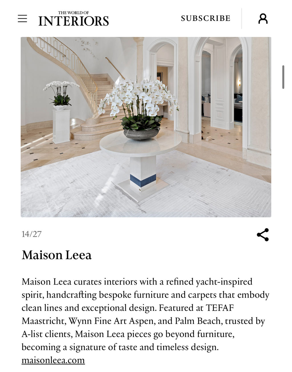 The World Of Interiors Maison Leea article