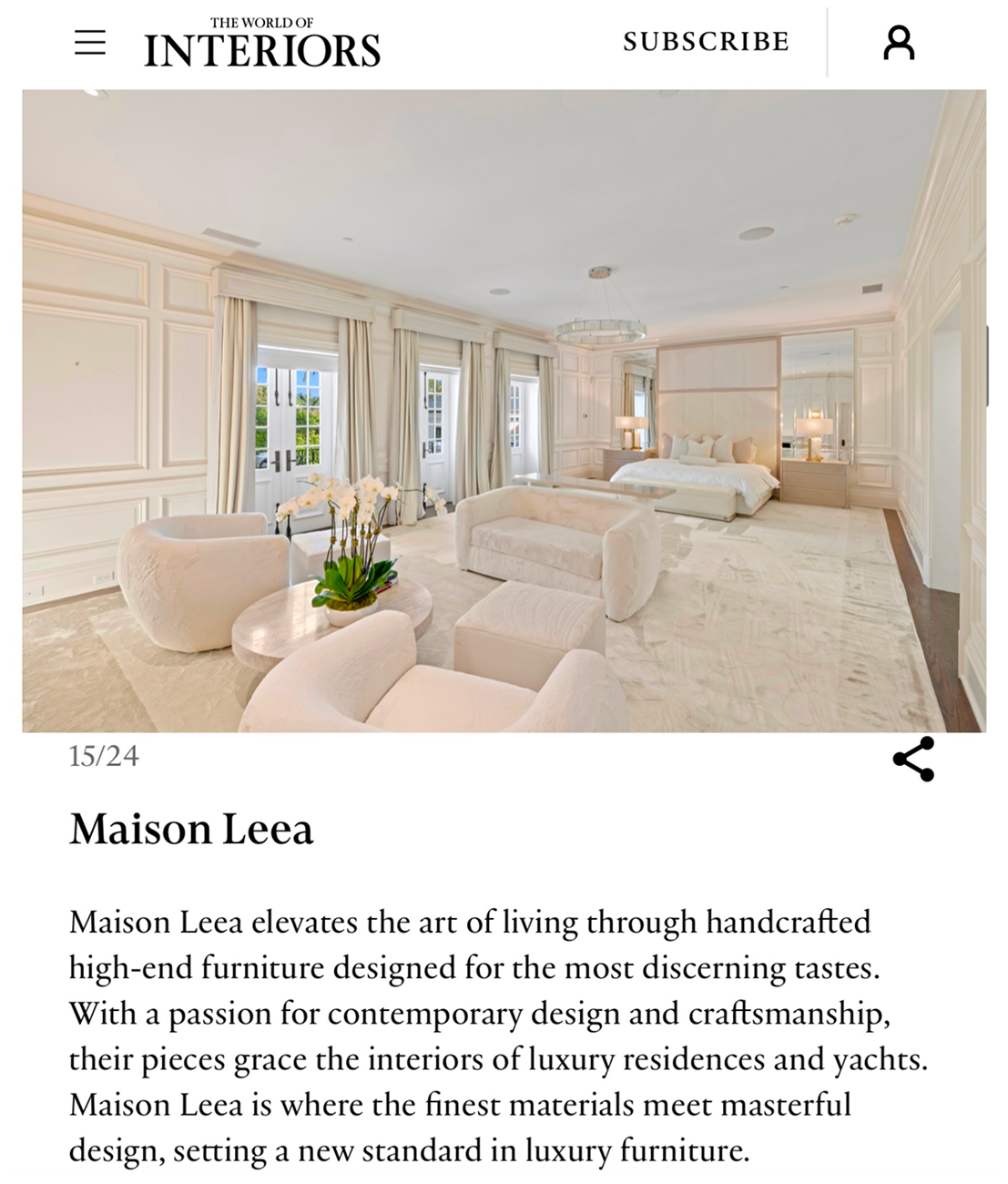 The World Of Interiors - Maison Leea Article